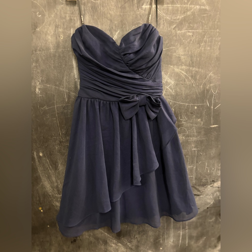 Navy strapless dress